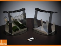Wein-Flaschen-und Gläserset Halter aus Acryl -2 Flaschen- 6 Gläser